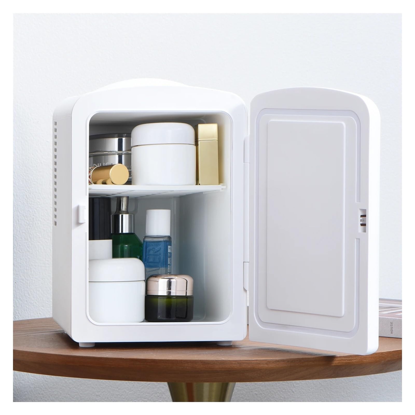 Mini refrigerador de 4 l/6 latas, silencioso, de Doble Uso, con función de frío y Calor, Ideal for el Cuidado de la Piel, Maquillaje y hogar, for el Coche y la Oficina.(White)