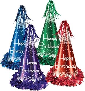 Fringed Foil Happy Birthday Party Hats (asstd colors) Party Accessory  (1 count)