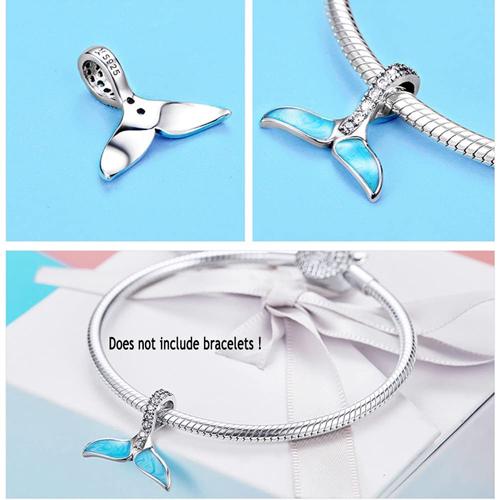 925 Sterling Silber Blau Fischschwanz Halskette Mit 3A Zirkonia Fisch Ozean Schmuck Viel Glück Halskette Für Frauen