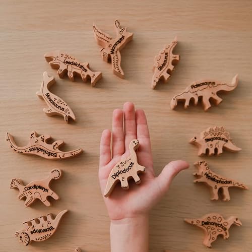 Miniatura 4 de Dinosaurios de madera 42 bloques de equilibrio juguetes apilables de madera para niños de 3 años en adelante regalo educativo para niños bloques de