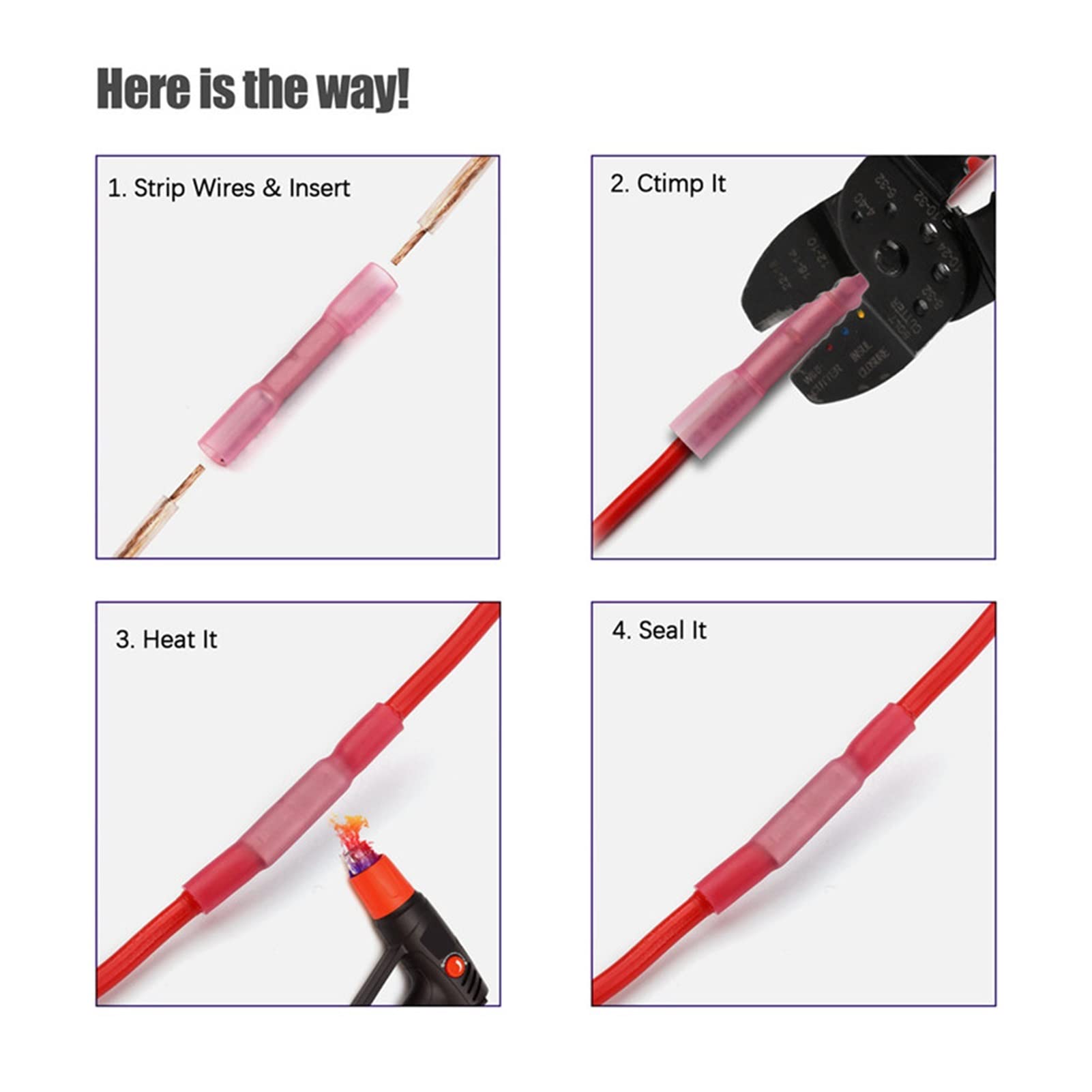 10/20/50 / 100pcs Terminales de Encogimiento de Calor de Calor eléctrico Soldadura Sello Conectores de Cable Terminal Automotriz Aislado Impermeable(Rosso,50pcs)