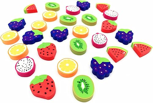 ALIMITOPIA 60 unids goma borrador lindo frutas estilo lápiz borrador para niños estudio suministros