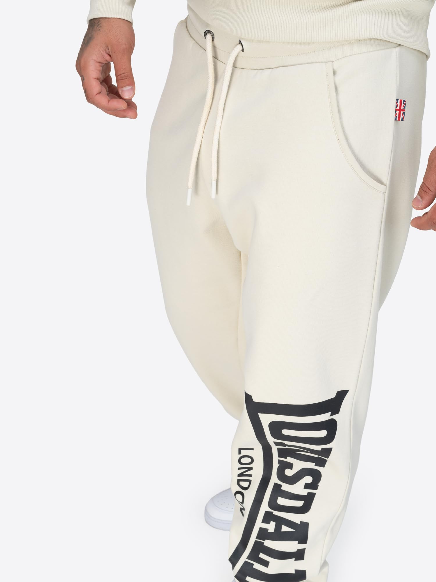 Lonsdale London Logo Large Hombre Pantalones de Deporte Negro 60% algodón, 40% poliéster Suelto