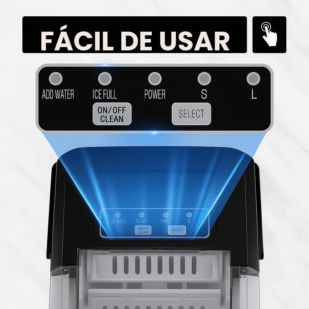 Máquina De Hielo De Sobremesa - Lista En 5 Minutos, 14 Kg En 24 Horas | Máquina De Cubitos De Hielo Portátil Y Autolimpiante Con Cuchara Y Cesta Para El Hogar Y La Cocina - Negro