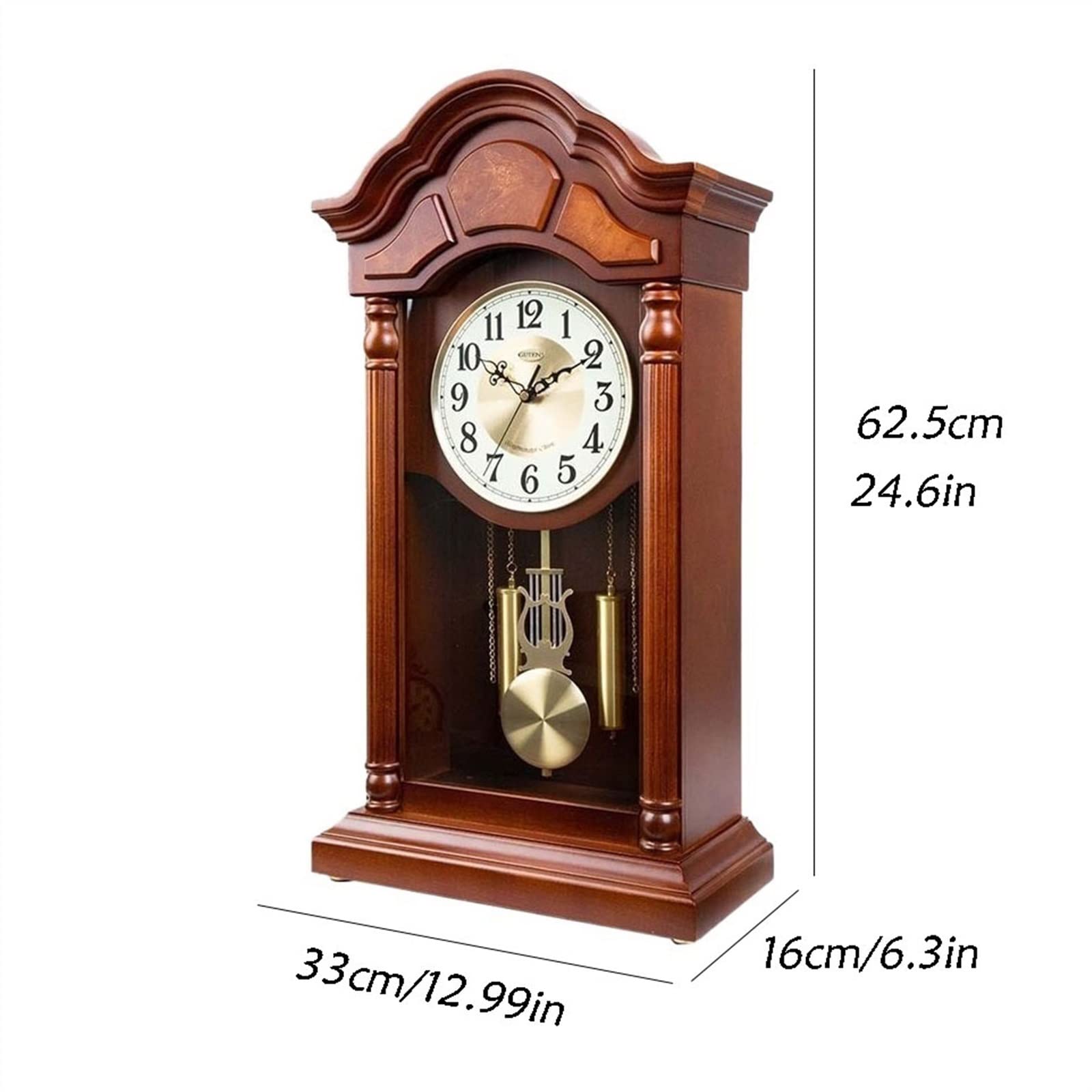 Reloj de Escritorio Reloj de Madera Informe Horas Sala Estar Escritorio Decorativo Retro Cuarzo Grande