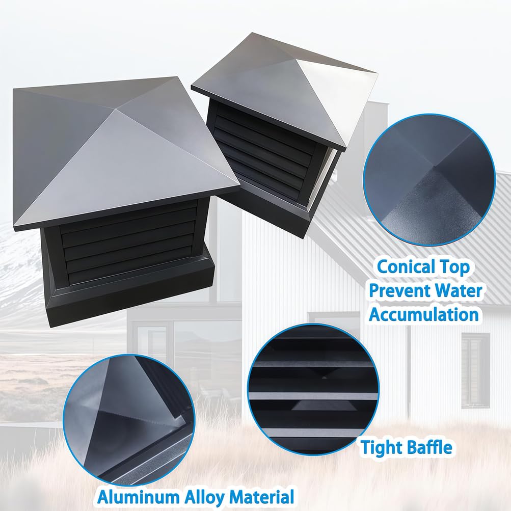 Tapa De Chimenea para Villa, Cubierta De Chimenea Cuadrada De AleacióN De Aluminio, Tapas De Chimenea para Chimeneas A Prueba De Lluvia con Parte Superior CóNica Y Rejilla