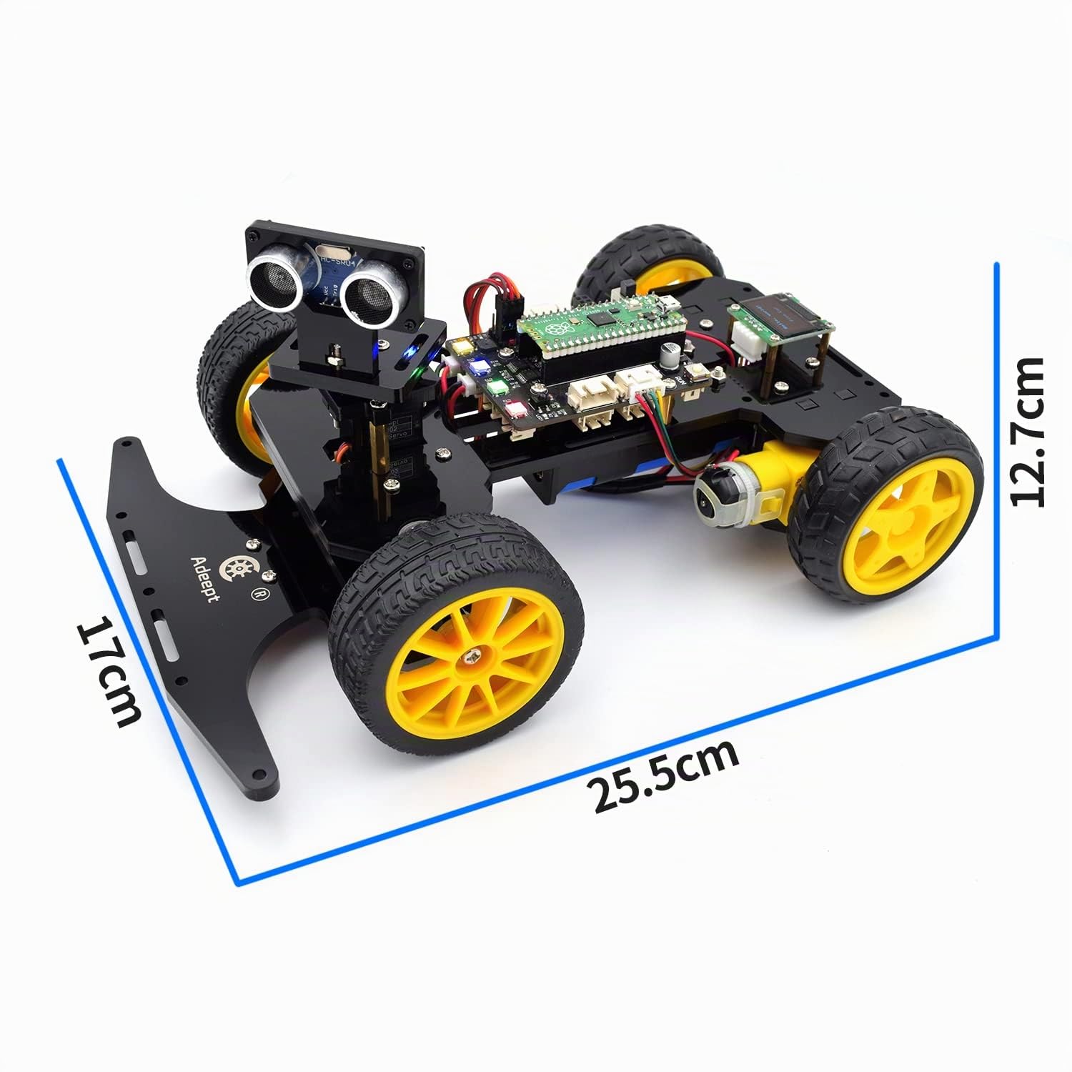 Adeept Kit auto intelligente per Raspberry Pi Pico, tracciamento linea, prevenzione ostacoli, luce colorata, display OLED, kit auto robot educativo telecomandato STEM IR