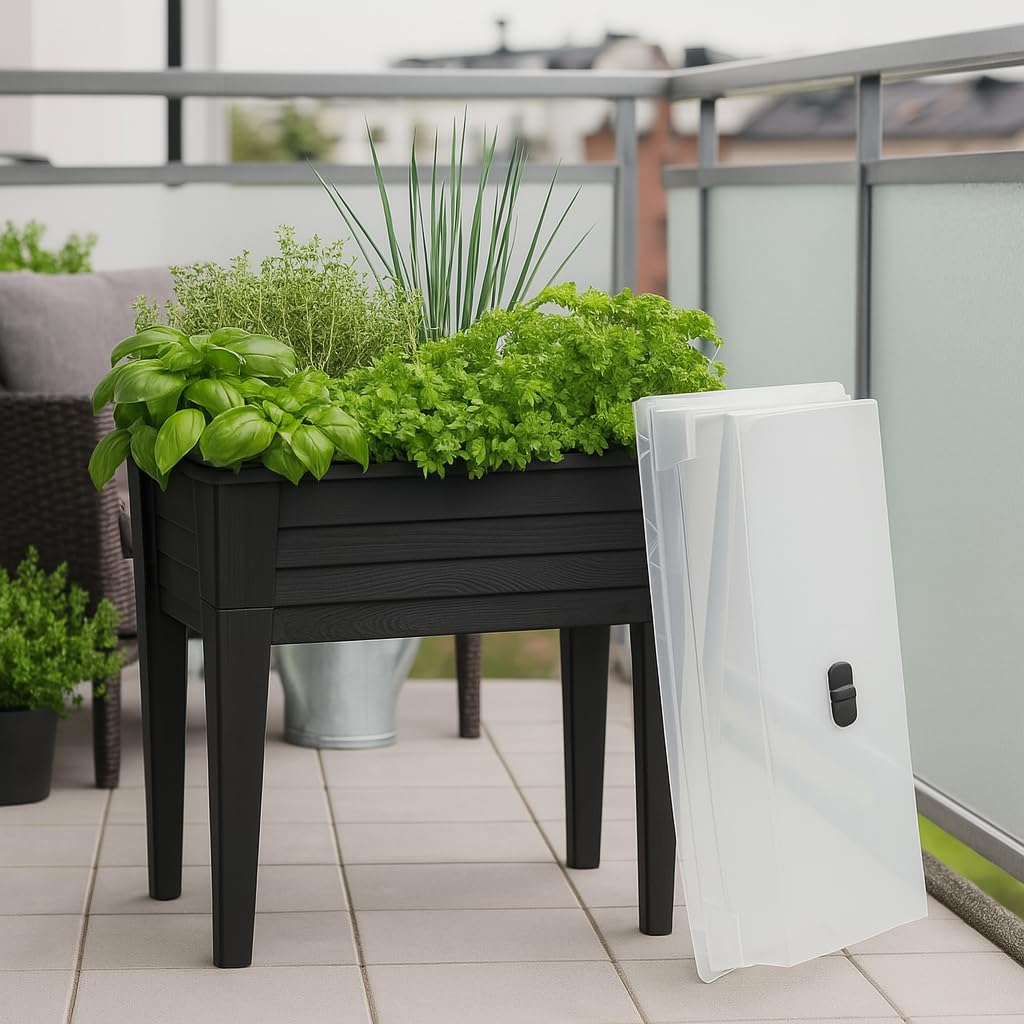 Pflanzen Klle Raised Bed with Removable Legs and Lid, Anthracite, Approx.  78 x 40 x H 83 cm : Amazon.de: Garden