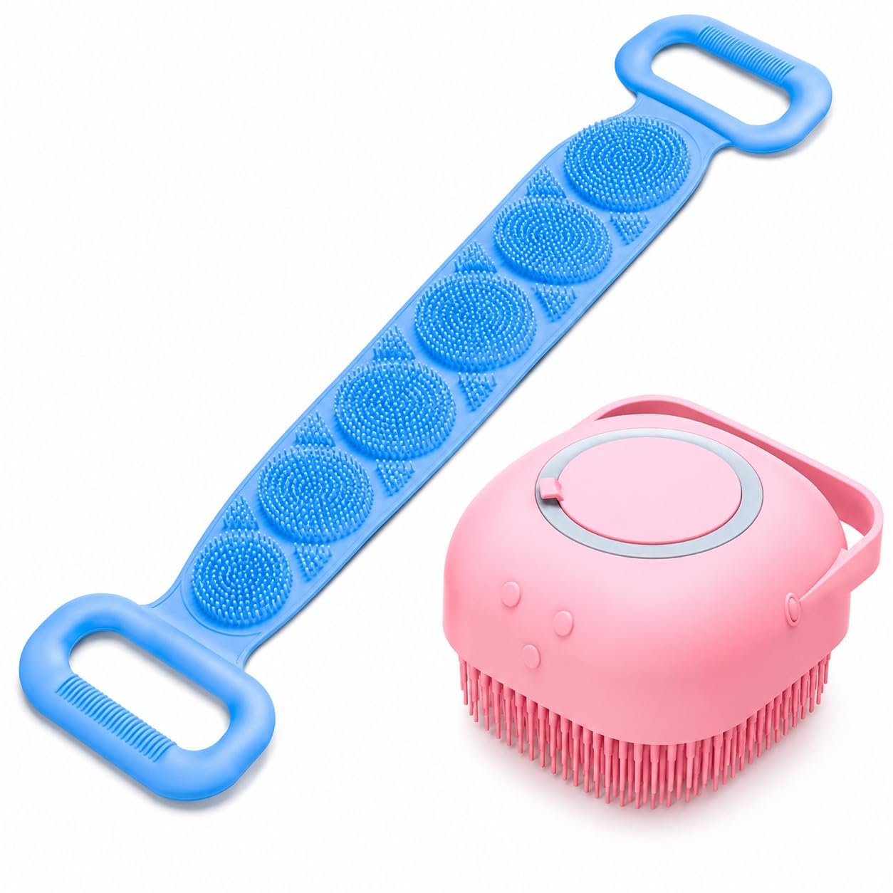 Cookify Silicone Bath & Body Care Combo Pack – Back Scrubber Belt with Handles and Handheld Silicone Bath Brush-picture-12
