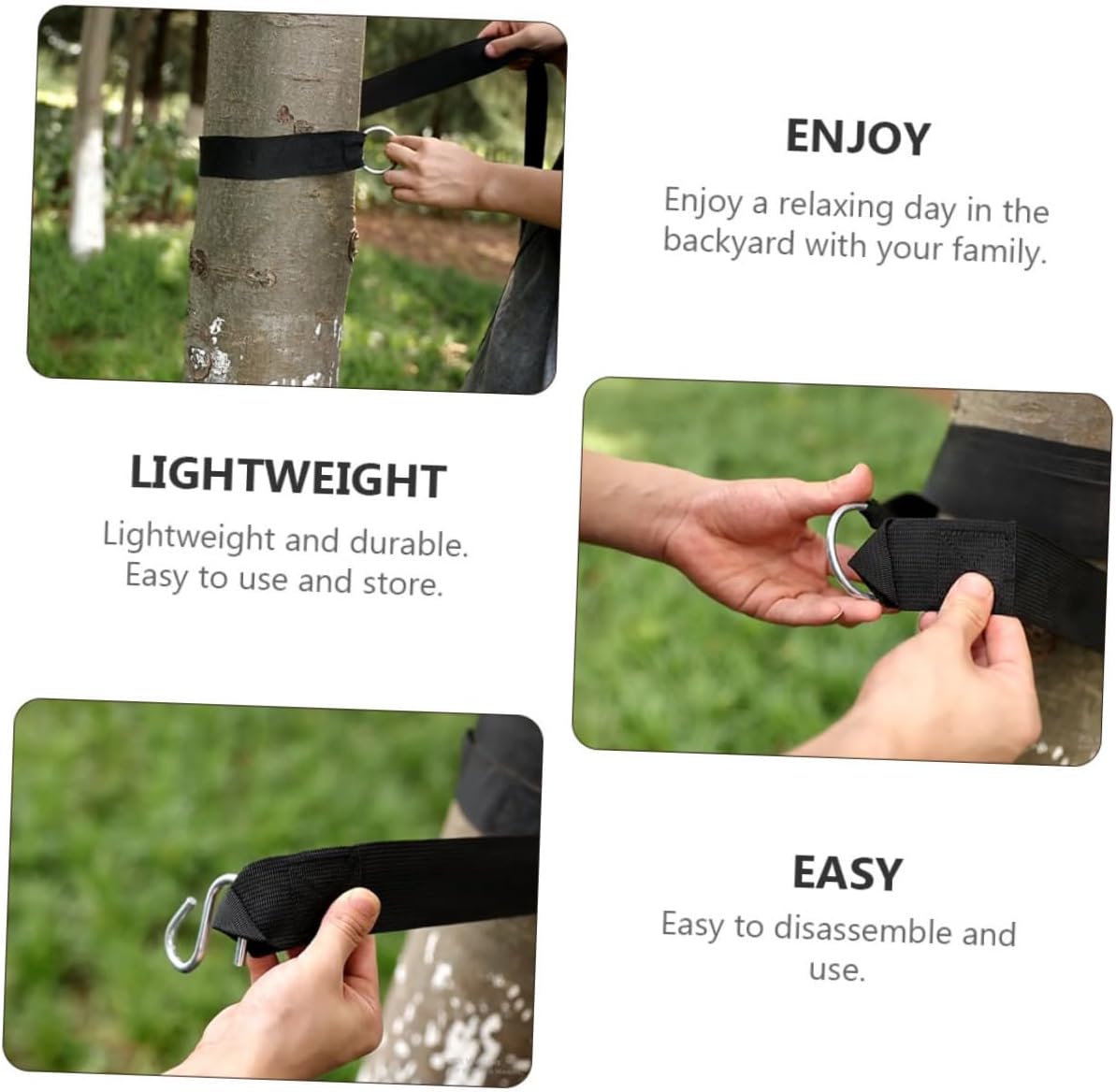 6pcs Adjustable Nylon Tree Hammock Rope Straps with S-Hook Hanging Kit for Outdoor Camping Swing and Swing Chair Support