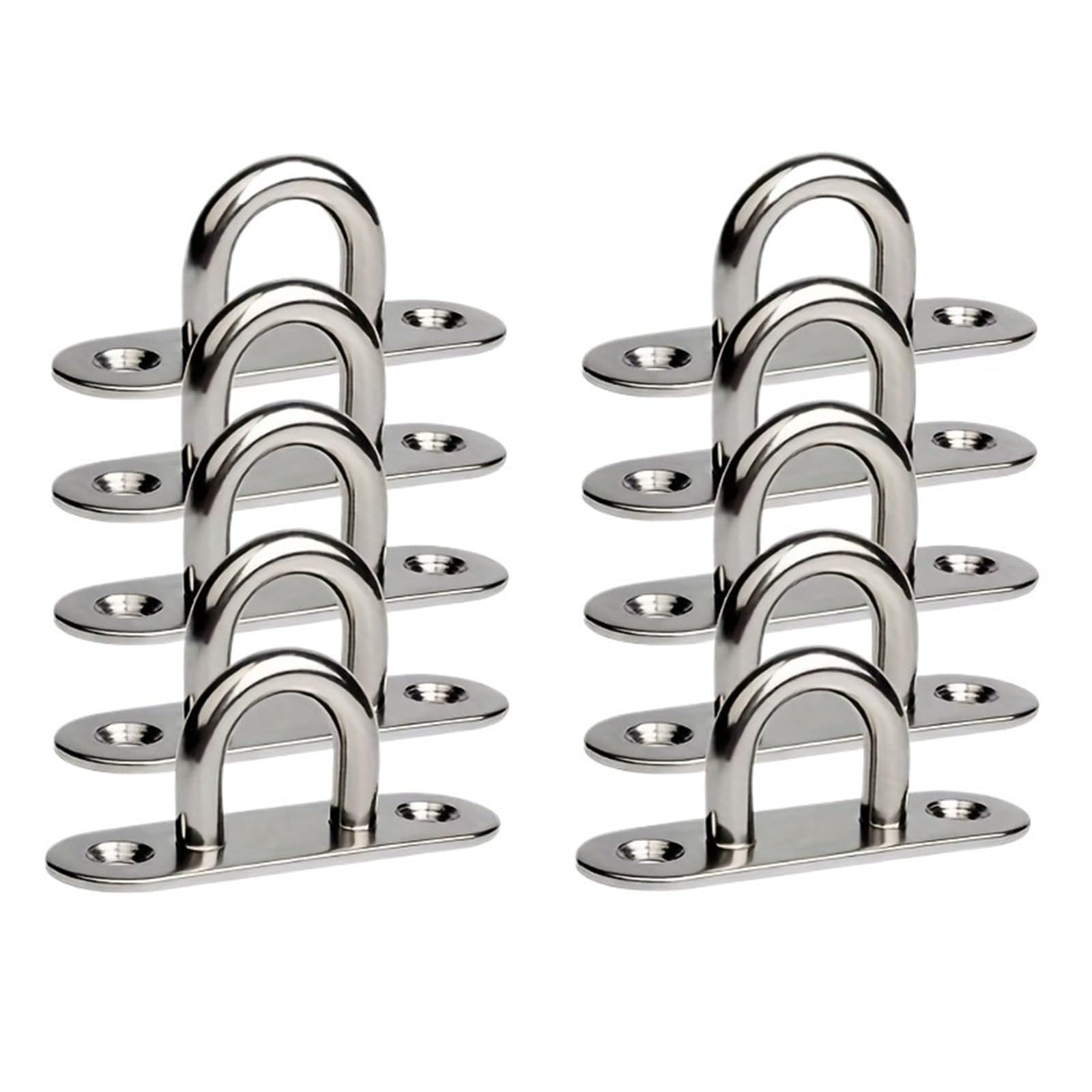 WENYOG Eye Plate 10pcs Hooks Eye Plate Heavy Oblong Duty Steel Stainless Pad Mount Wall U Boat Ceiling Hanger Ring Garage Hammock