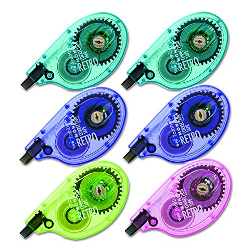 Tombow 68670 Mono Retro Correction Tape, Assorted Colors, 6-Pack