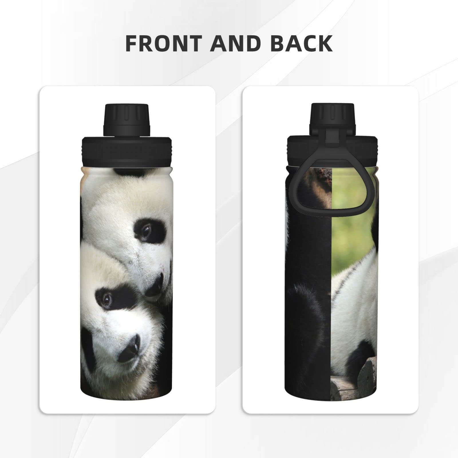 Gourde Isotherme En Acier Inoxydable 532 Ml Motif Panda - Garde Chaud 6h, Froid 9h - Parfaite Pour Sport, Rando, Bureau