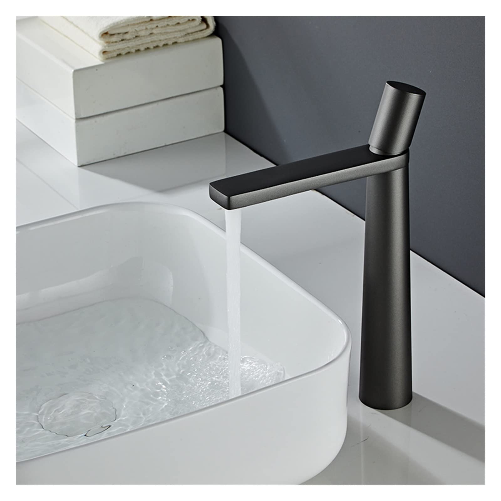 Robinet de lavabo rotatif noir anti-éclaboussure mitigeur haut pour vasque et évier de bain