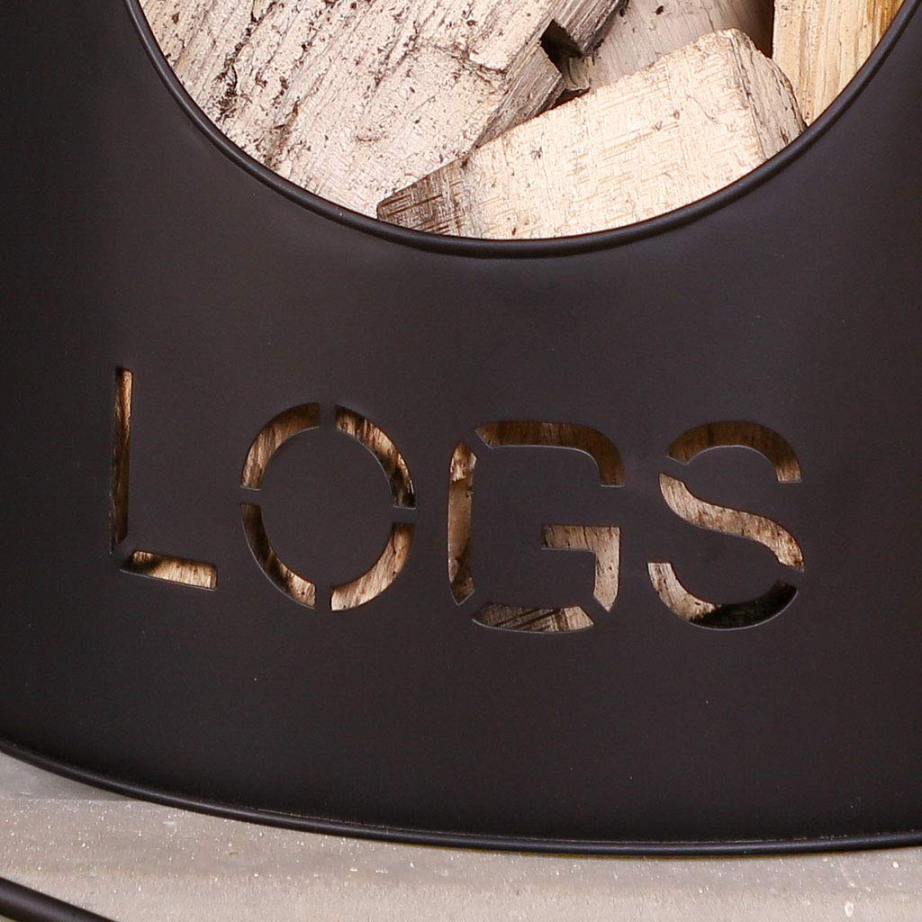 Contemporary Antique Brass Fireside 4 Piece Freestanding Companion Set With Kindling Log Bucket