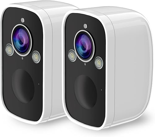 Cámaras de seguridad inalámbricas para exteriores, 2 unidades, cámara 2K para seguridad del hogar con detección de movimiento, alarma de sirena,