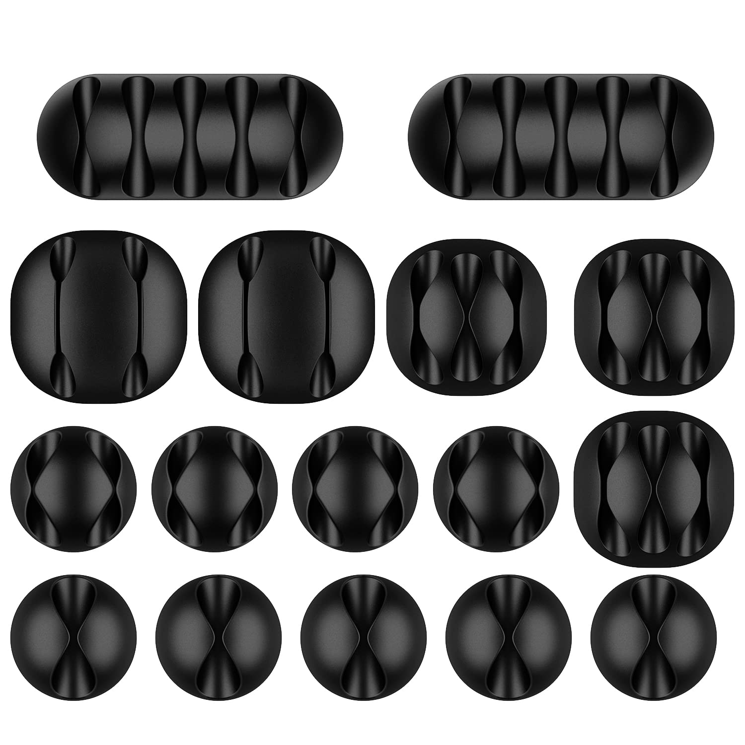 KorecaseCable Holder Clips, 16-Pack Silicone Cord Organizer Cable Management, Office Gadget for All Wires - Home, Office, Car, Desk, Nightstand Wall - Black