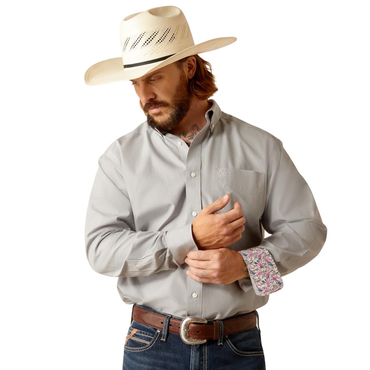 Ariat Men's Wrinkle Free Solid Pinpoint Oxford Classic Fit Shirt