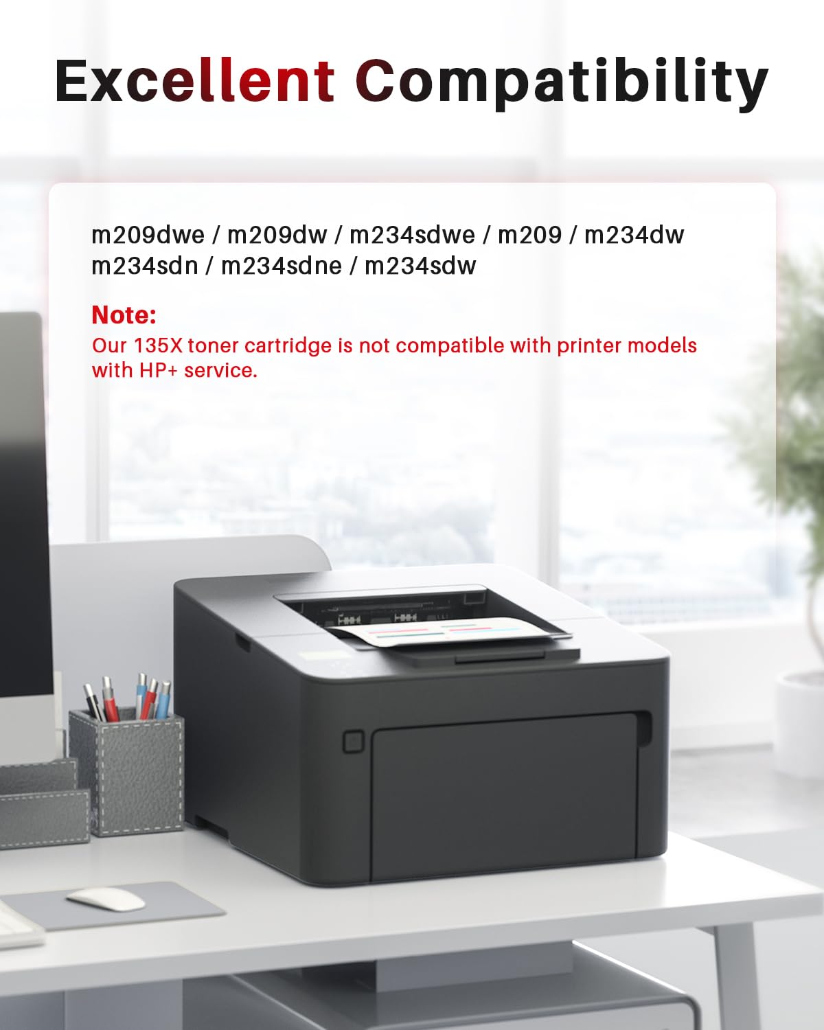 Halloya Tóner W1350X 135X Compatible con HP 135A 135X W1350X para HP LaserJet M209 M209dw MFP M234 M234dw M234sdw M234sdn (1 Negro) — view 2
