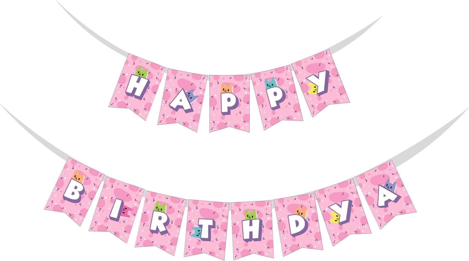 Gabby Doll House Theme Birthday Banner - (6 inches/250 GSM Cardstock/Mixcolour/13Pcs)