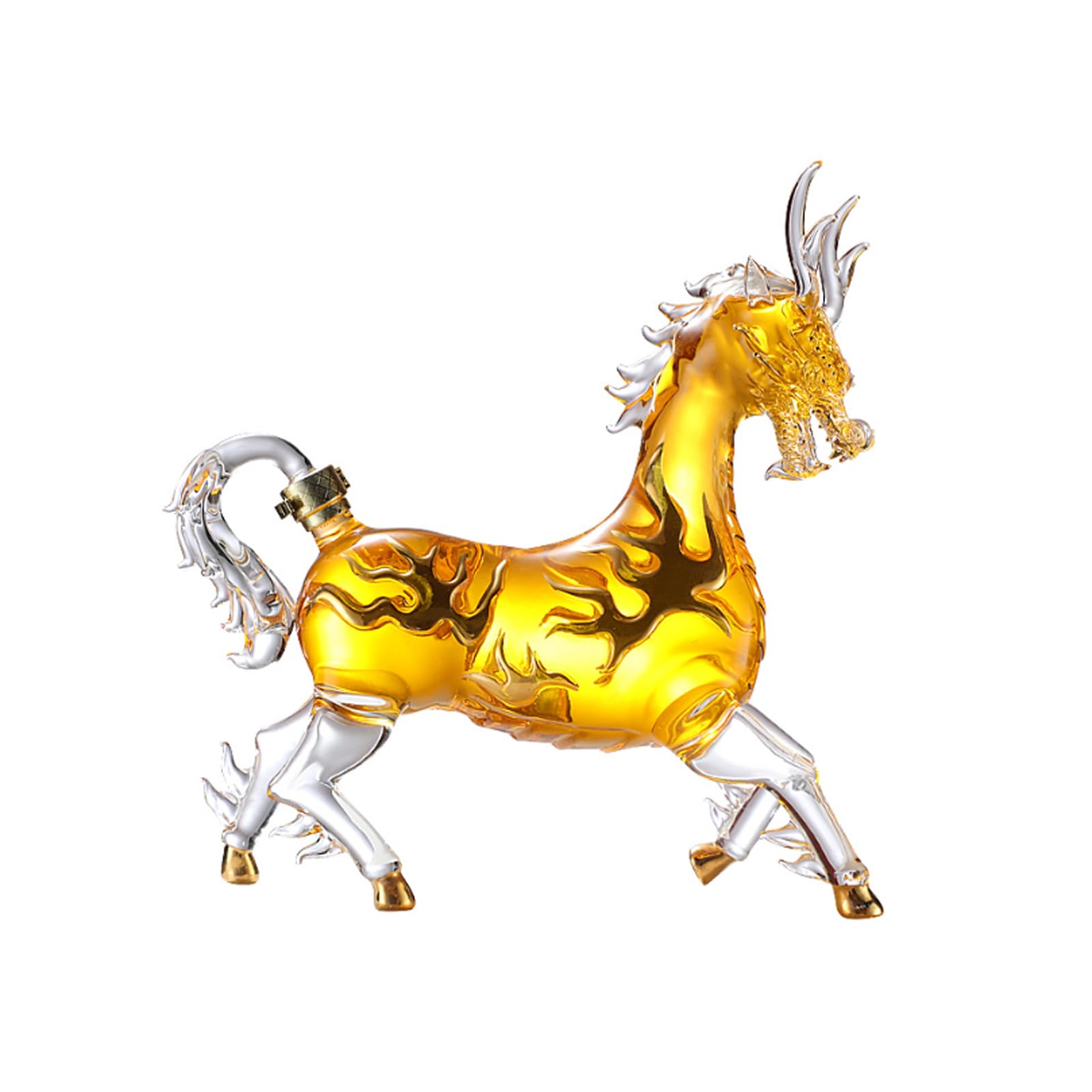 Karafka, Karafka do whisky chińskiego zodiaku Orientalny smok w kształcie konia Butelka wina 1200 ml Kreatywny zwierzęcy pojemnik z przezroczystego szkła na alkohol Tequila Brandy