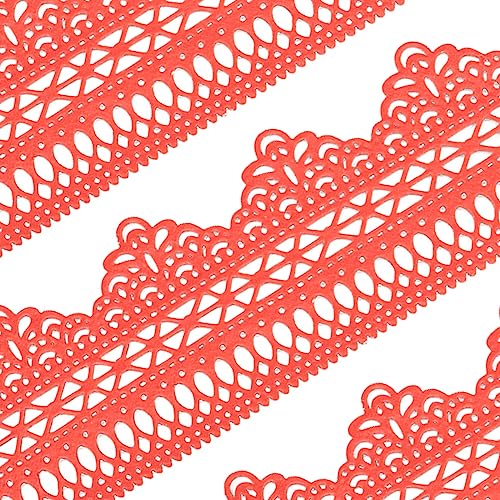 Large Pre-Made Ready to Use Edible Cake Lace Lattice Border Red 14-inch 10-Piece Set