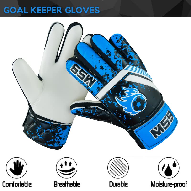MS9 Kids Boys Children's Junior Football Goalkeeper Sports Soccer Goalie Gloves - Image 3
