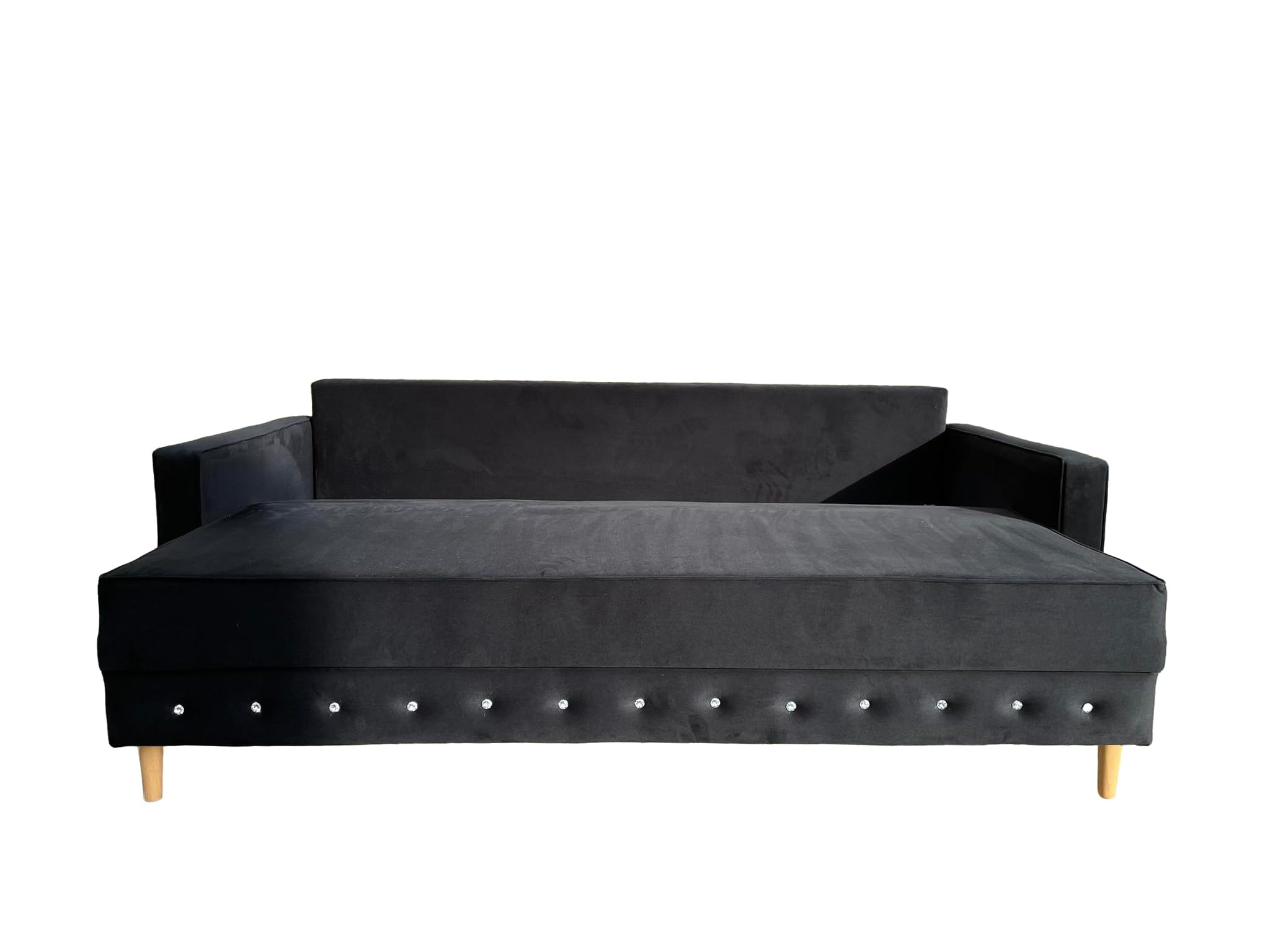 Lux Schlafsofa Mit Bettkasten - Glamour Relaxsofa 3 Sizer - Wohnlandschaft Mit Schlaffunktion - Samt Wohnzimmer Schlafcouch Ausziehbar - 220 x 100 cm - Grau