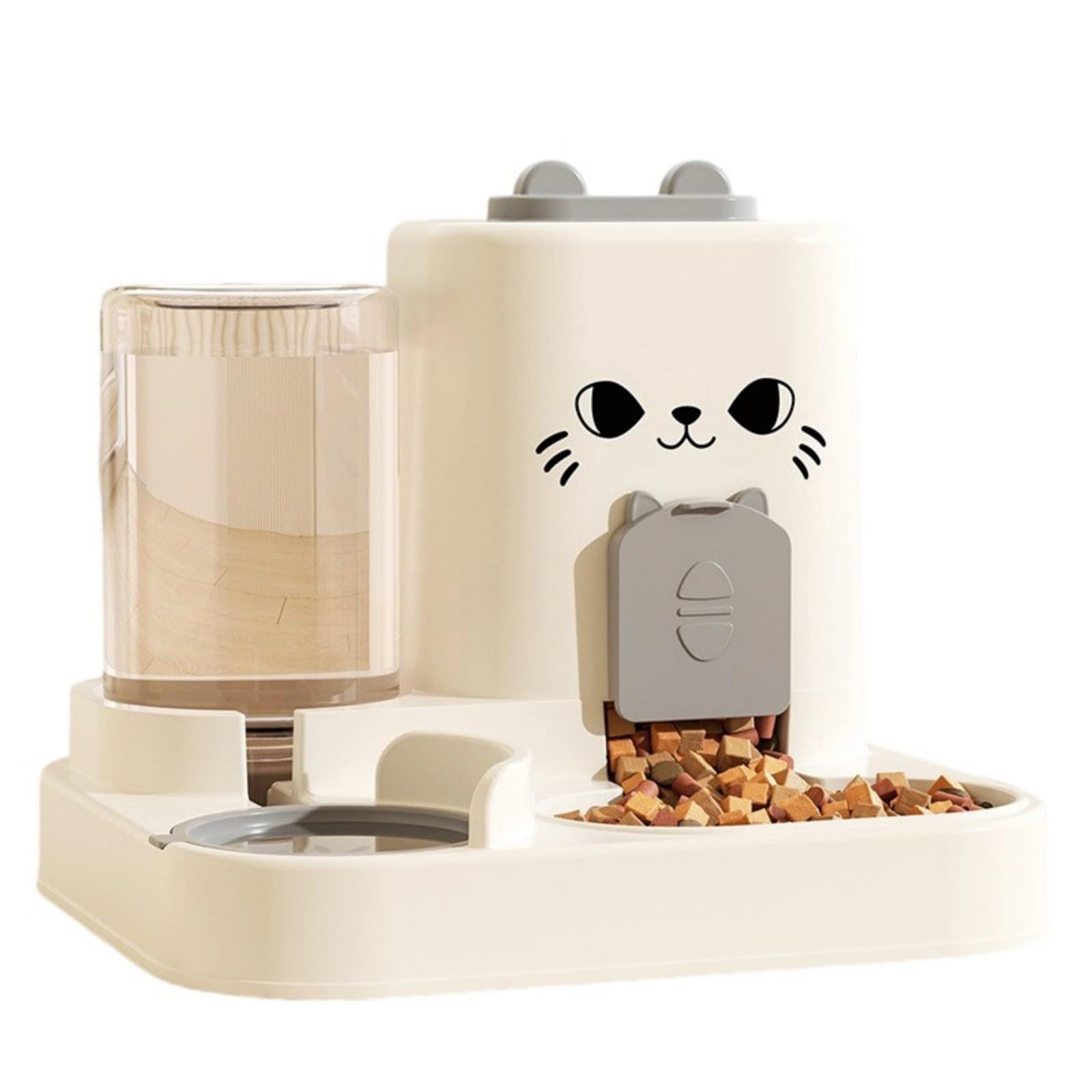 Fontaine à eau pour chat et gamelles surélevées design compact