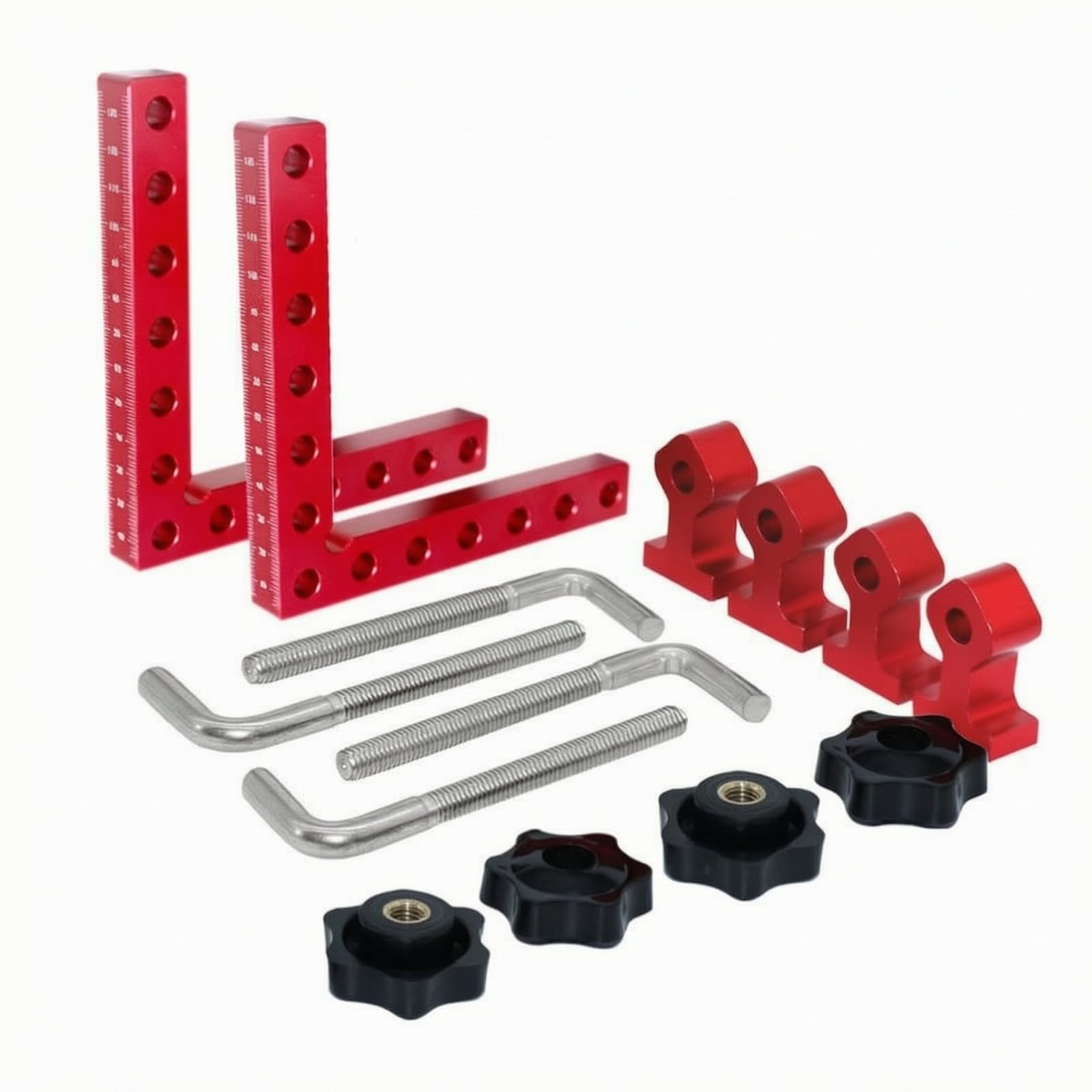 Morsetto Angolare Preciso Utensile, Set Da 6 Pezzi In Alluminio Rosso Con Custodia, 14 Cm