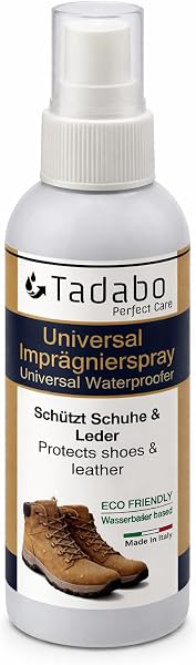 Universal Imprägnierspray Schuh & Leder 100 ml – Schutz Stoffschuhe, Leder, Wildleder, Nubukleder & Veloursleder – wasserabweisende Stoff Imprägnierung für Wanderschuhe -Reisegröße 100 ml - 1