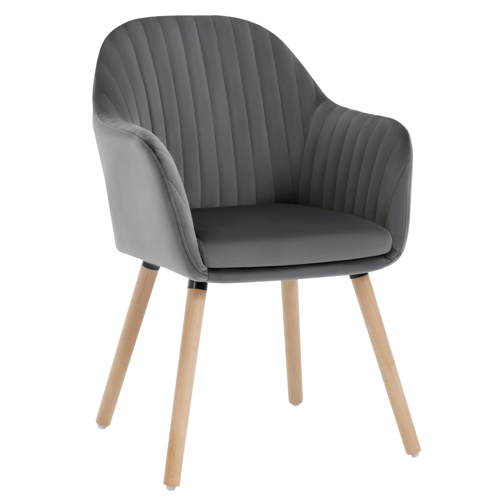 WOLTU Grey Kitchen Dining Chair - Upholstered Counter Lounge Living Room Corner Chair with Arms & Backrest, Solid Nature Wood Legs