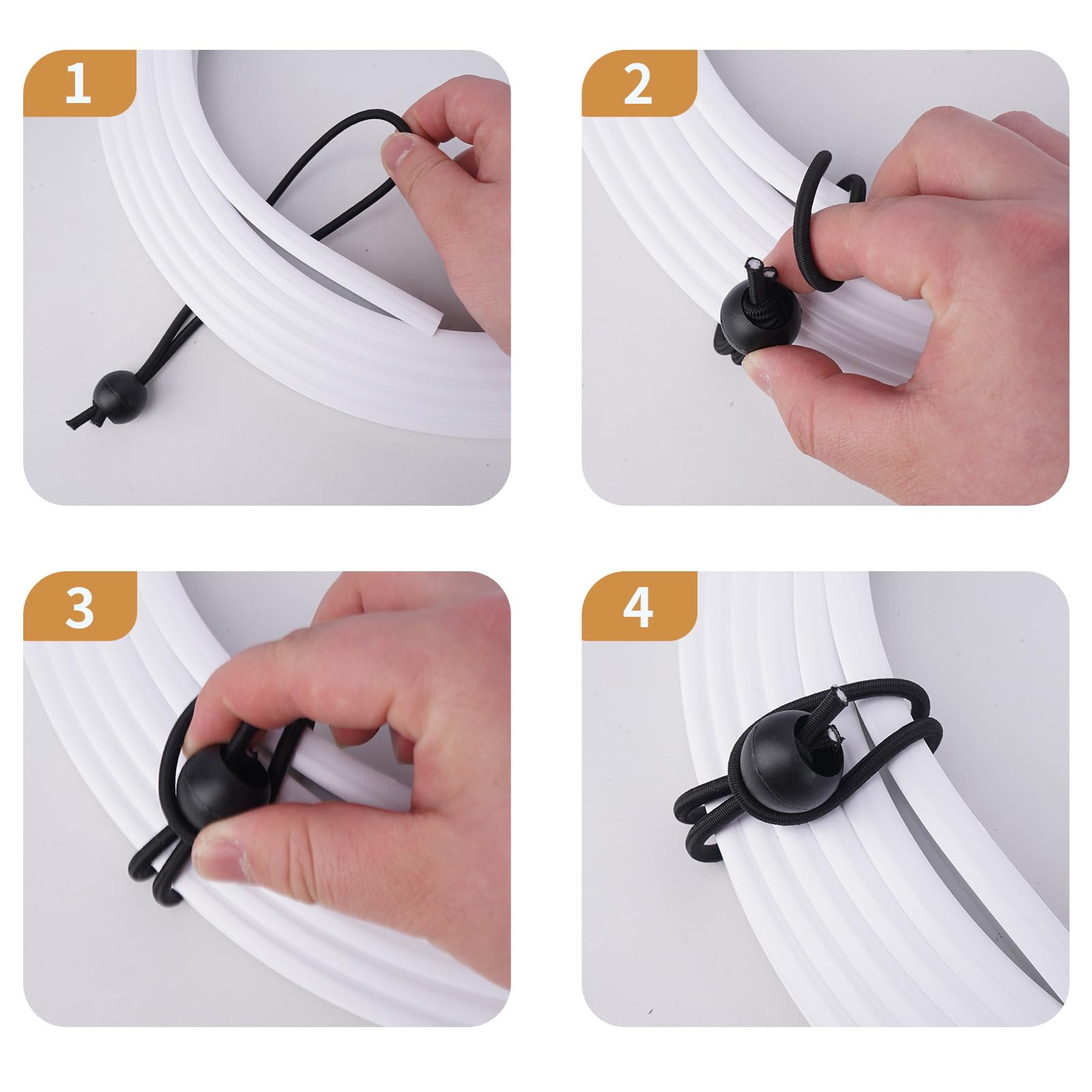 VirtuGro Bungee Cord with Balls 4/6/8 Inch 60Pcs Black Tarpaulin Bungee Balls Heavy Duty Tarp Bungees Ties Elastic Bungee Ball Cords for Tent Camping Pavilions Flag Marquee - Image 4