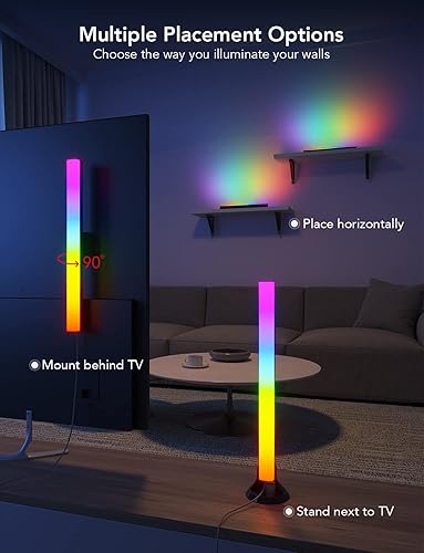 Vista 6 de Govee RGBIC Barras de luz, retroiluminación WiFi de 15 pulgadas para televisores de 45 a 70 pulgadas, barras de luz inteligentes con múltiples Negro
