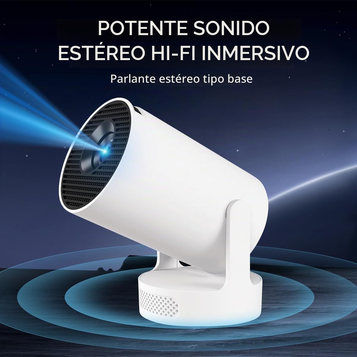 [Apps integradas & 2026 Upgraded] Proyector Portatil 4K, 1080P HD WiFi 6 BT 5.4, Compatibile con HDMI/USB/TV Stick/PS5/Laptop, Proyector para Movil Altavoz de 5W, Auto Keystone, Rotación de 180°