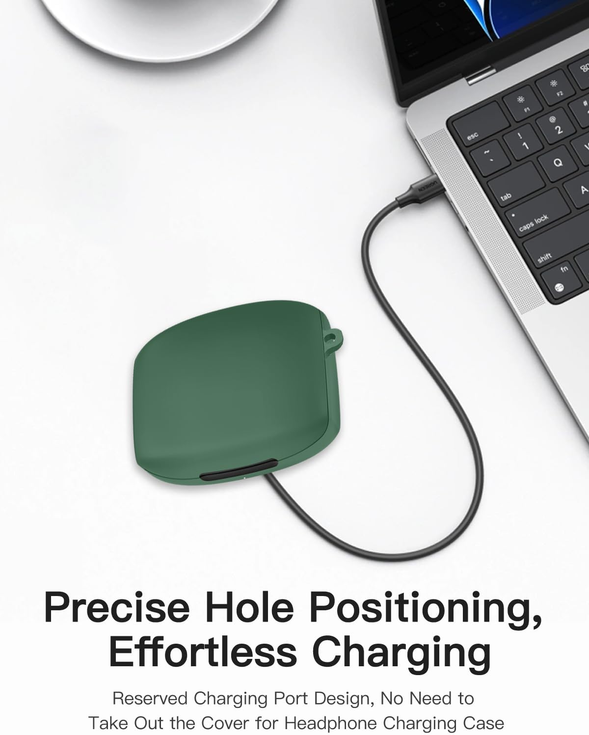 Detailed view of the 3-in-1 cleaning pen components and their application for cleaning earbuds and charging case.