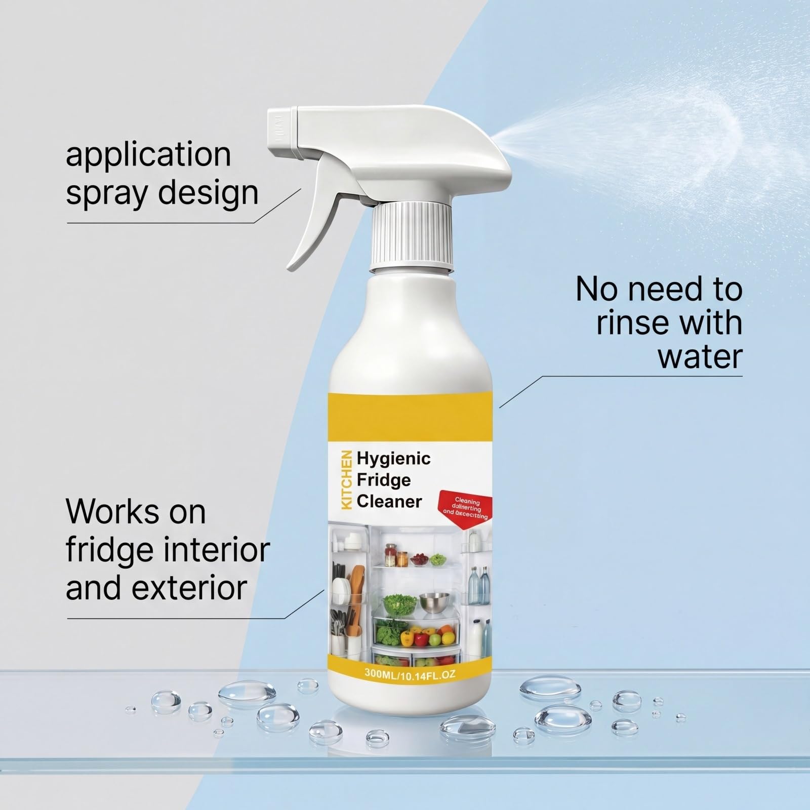 Limpiador de frigorífico de alta eficacia, spray de limpieza de frigorífico, limpiador multiusos para electrodomésticos, limpiador de refrigerador/ank, limpiador de acero inoxidable para frigorífico