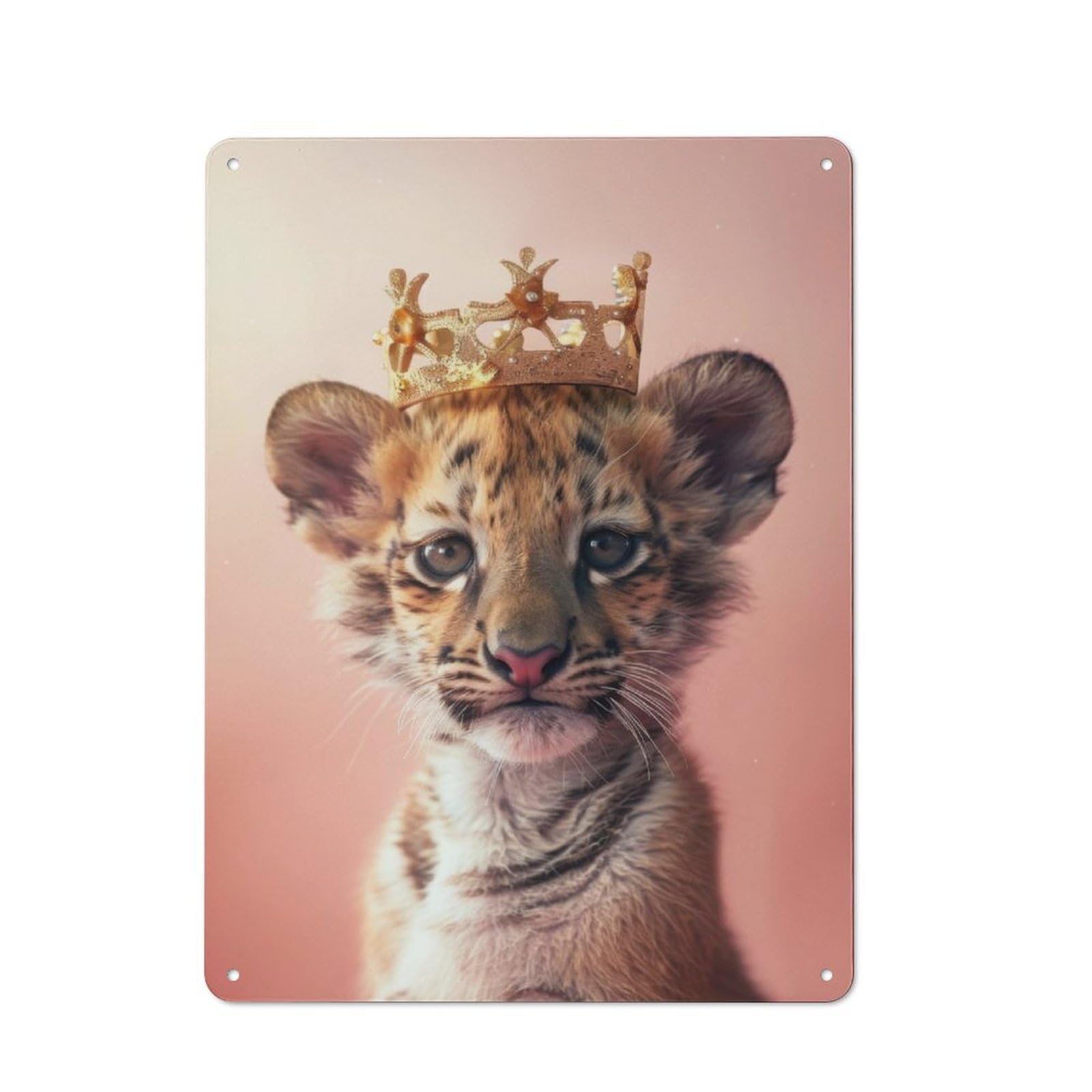 Junmoney Tiger Cub King Metal Wall Sign 40X30cm Featuring For Pub Or Café, For Pub Decor Enthusiasts, For Retro Home Interiors