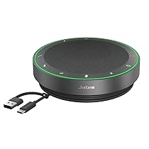 Jabra Speak2 75 Vivavoce Bluetooth senza fili per lavoro, 4 microfoni a cancellazione di rumore, altoparlanti da 65 mm, funzione di collegamento -USB-A e USB-C, Zoom e Google Meet, Grigio scuro