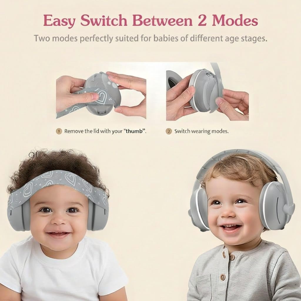 JITIFAZH Baby Ear Defenders 2-in-1 Heart-shaped for Babies and Toddlers up to 4 Years with Soft Cushion and Adjustable Headband - Image 3