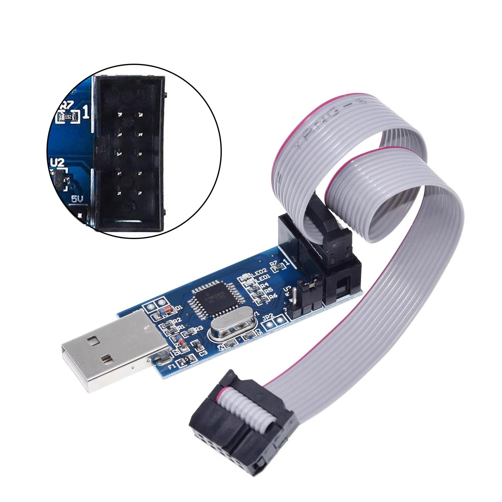 GERUI 3 Pz Downloader Programmatore 51 AVR ATMEGA8 Downloader 10 Pin USB Programmer a 6Pin Adattatore Scheda per Microcontrollore serie AVR.