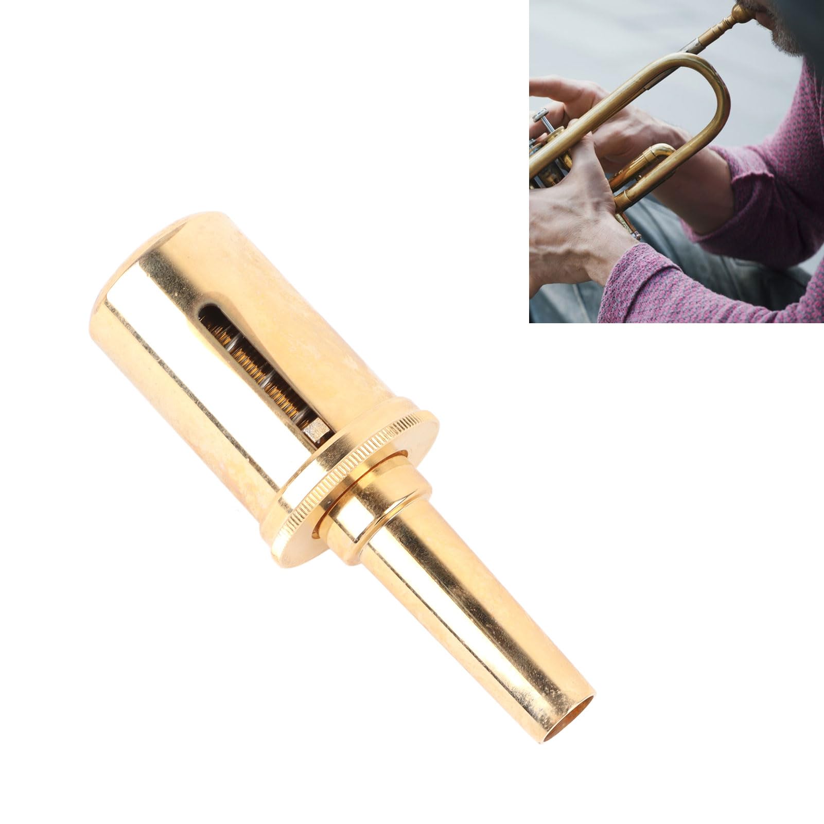 Valvola di riduzione della pressione del corno, trainer per il respiro del bocchino per tromba in ottone, design ergonomico per un uso confortevole, strumento di correzione della (Oro)