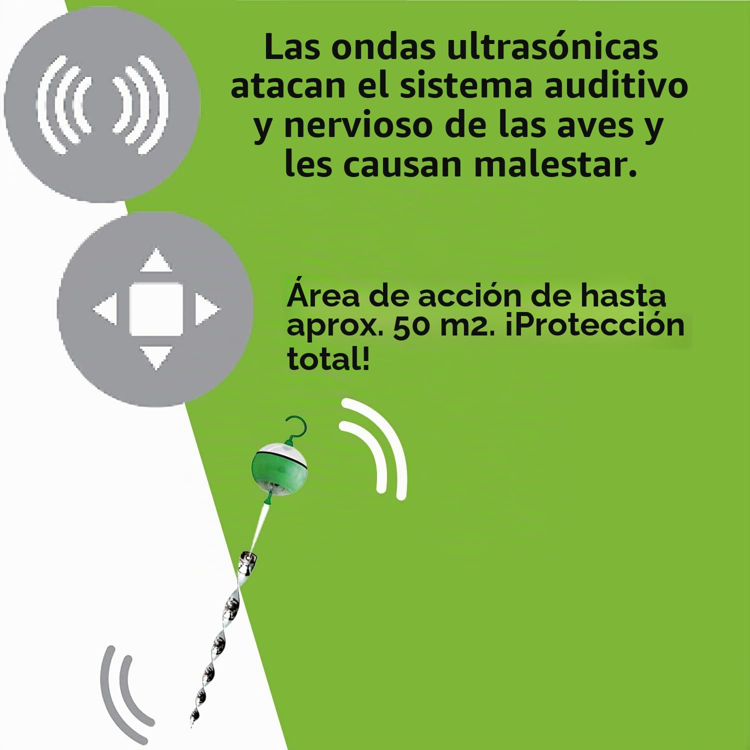 ISOTRONIC Repelente Solar para Aves con acción 4 en 1: Movimiento, ultrasonido, luz Azul y reflectores Plateados. Ahuyentador de Aves y Palomas para balcón y jardín (4 Unidades).