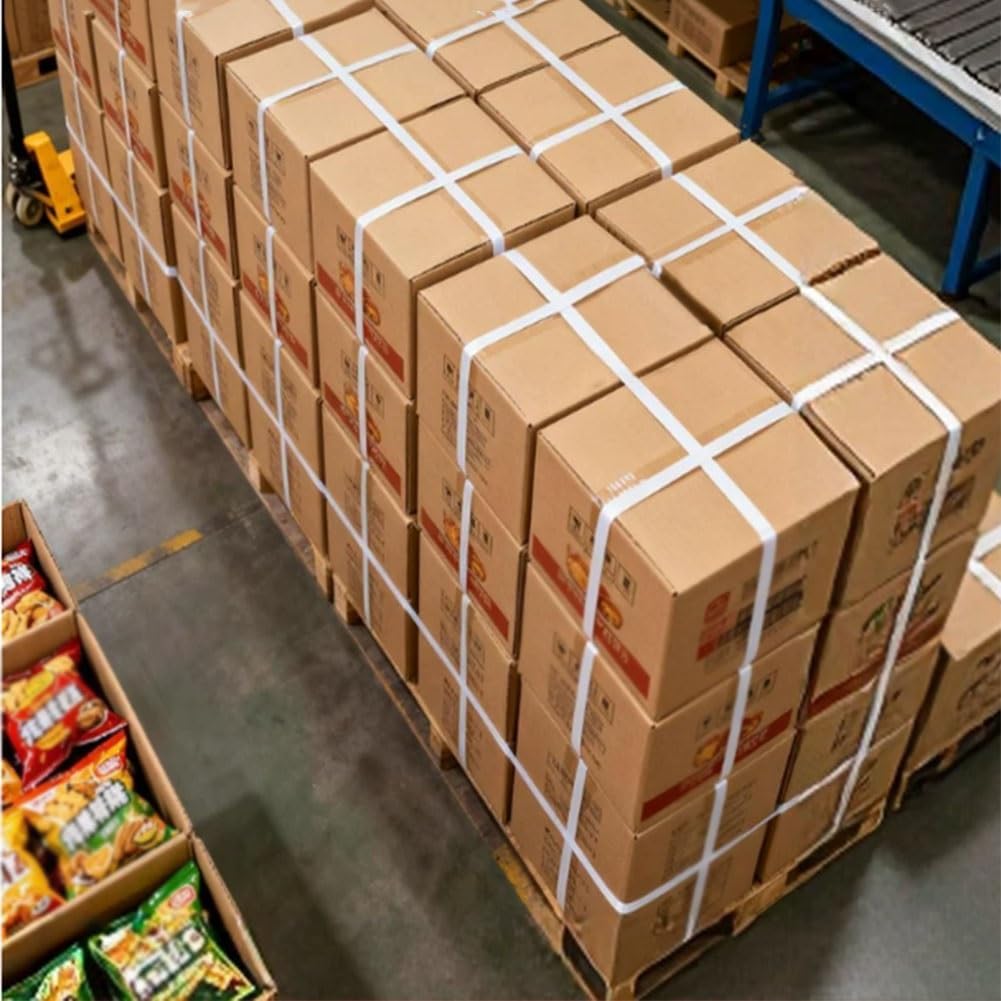 Rolle Aus Gewebtem Umreifungsband, Polypropylen (PP) Umreifungsband, Hohe Reißfestigkeit (1300 Lbs), für Paletten, Kartons & Industrieverpackungen, Weiß(White/15)