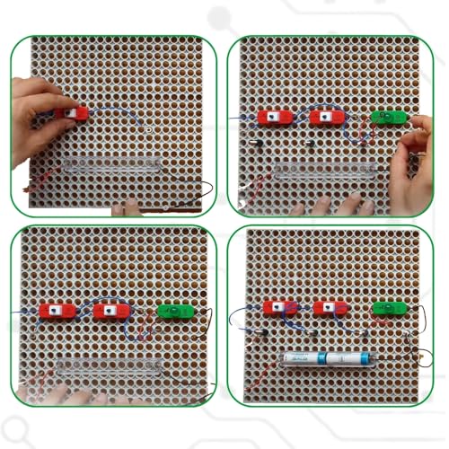 Image of Blix E-Circuits STEM Educational Toy Set, Includes DIY Building Set, Construction Toy Circuit Board, Activity Guide, 24 x 18 cm