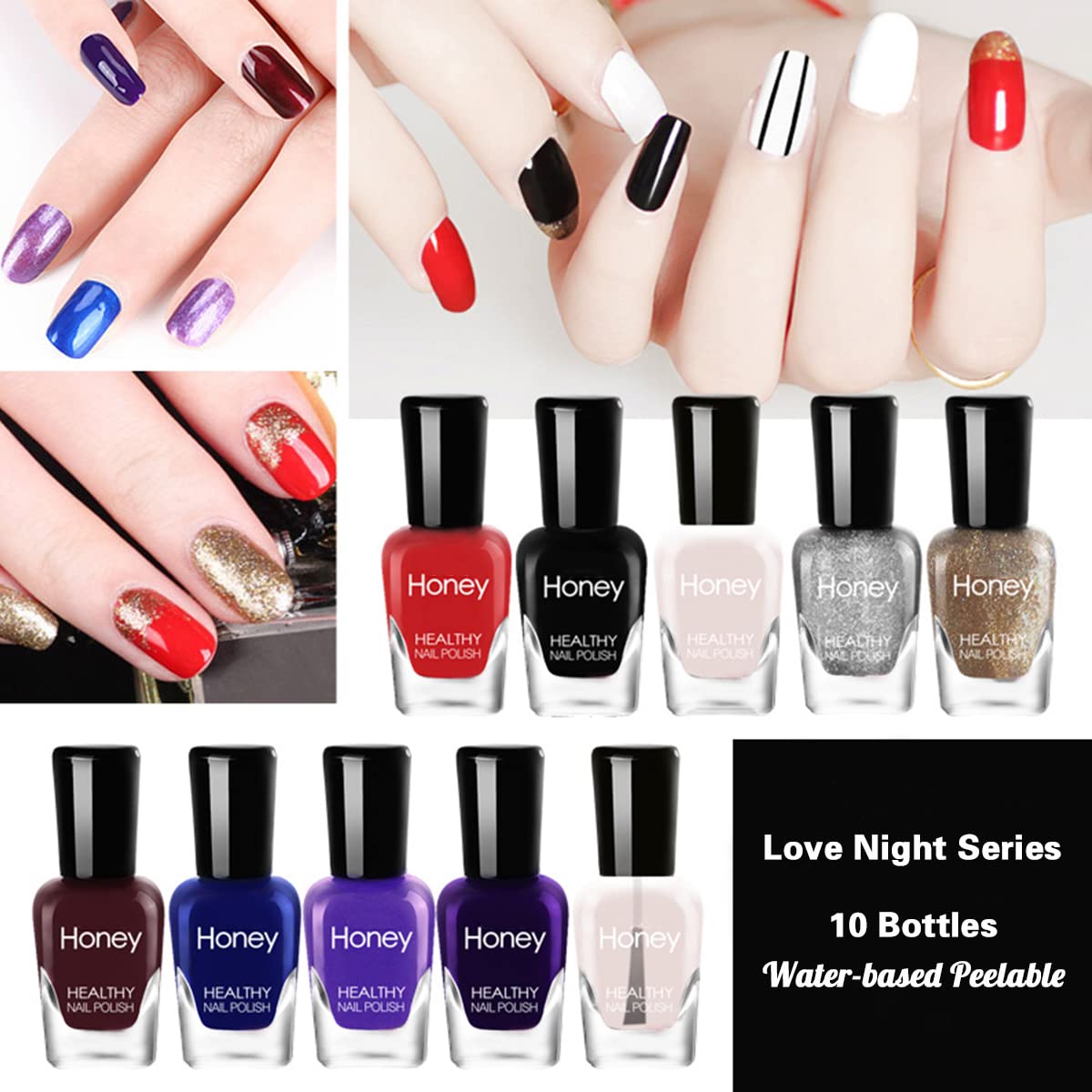 Non Toxic Nail Polish Set, Easy Peel Off and Fast Dry NailPolish Set for Pack, Eco Friendly and Organic Water Based Nail Polish for Women,Teens(20 Bottles)