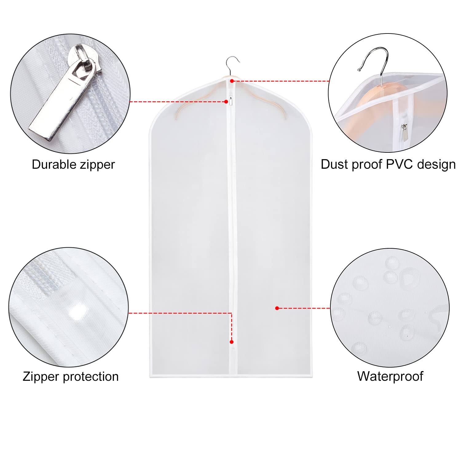Zilink Bolsas de ropa Bolsas de traje para almacenamiento Fundas para guardar abrigos 43 pulgadas