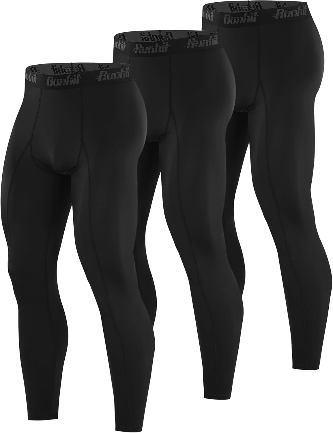 Runhit 3 Pack Compression Pants Men Running Tights Workout Leggings Athletic Base Layer Pants