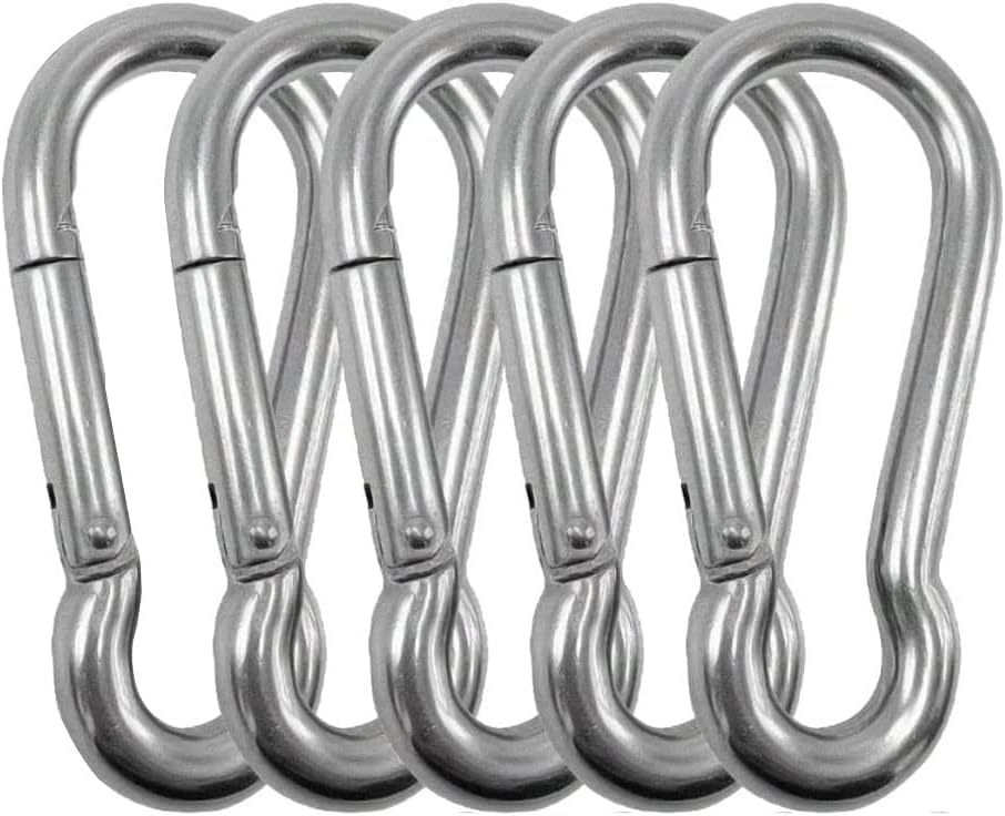 BITUSIC5 Pcs 4 Inch Carabiner Spring Snap Hook 304 Stainless Steel Heavy Duty Carabiner Clip