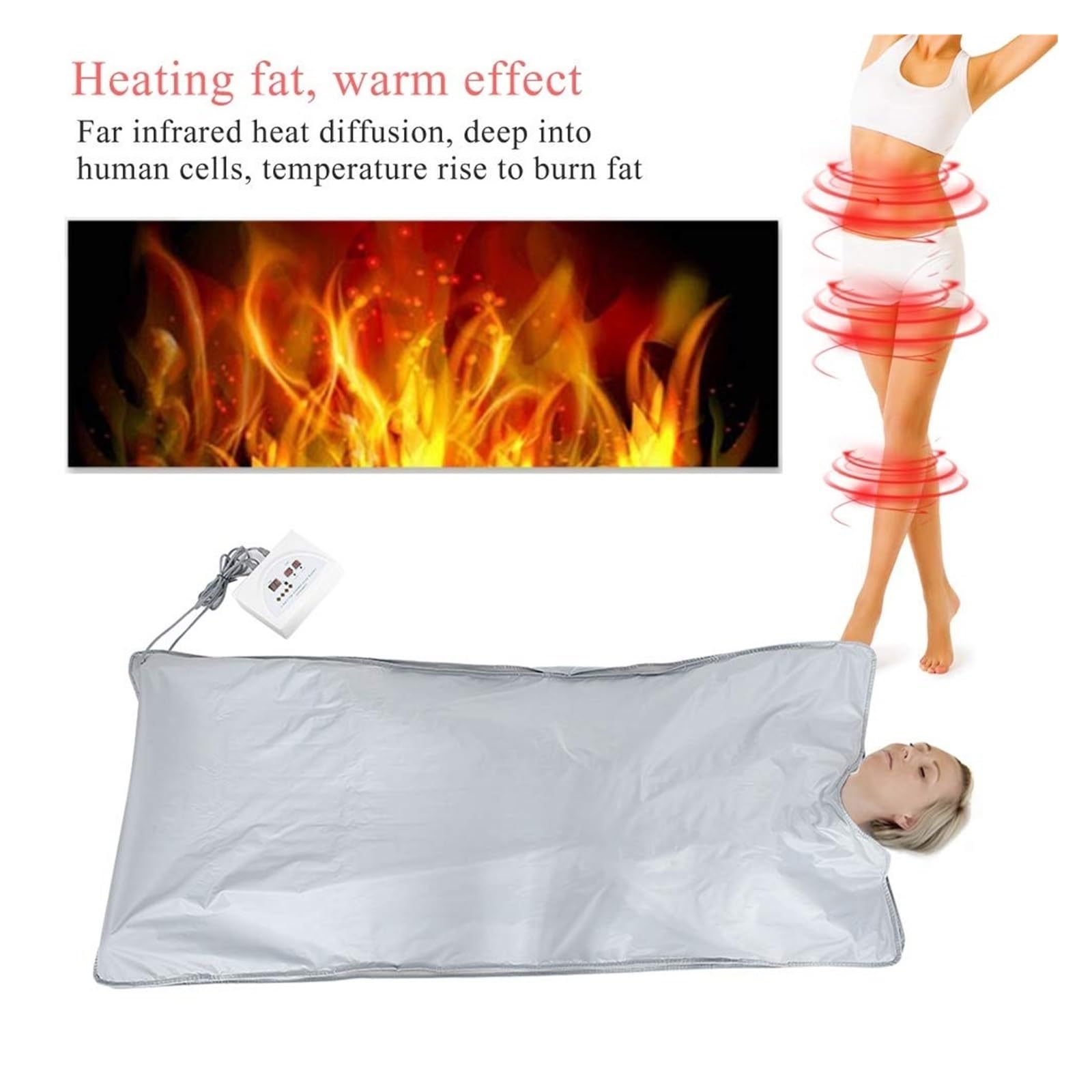Manta de sauna de infrarrojos lejanos de 2 zonas, manta de sauna FIR for pérdida de peso for seguridad, forma del cuerpo, adelgazamiento, fitness for mujeres para relajarse(Purple)